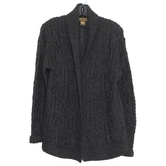Inis Crafts Womens Cardigan Sweater Merino Wool Chunky Cuffed Gray Medium EP - Picture 7 of 7